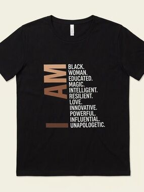 I AM Black Affirmation Graphic T‑Shirt - Black
